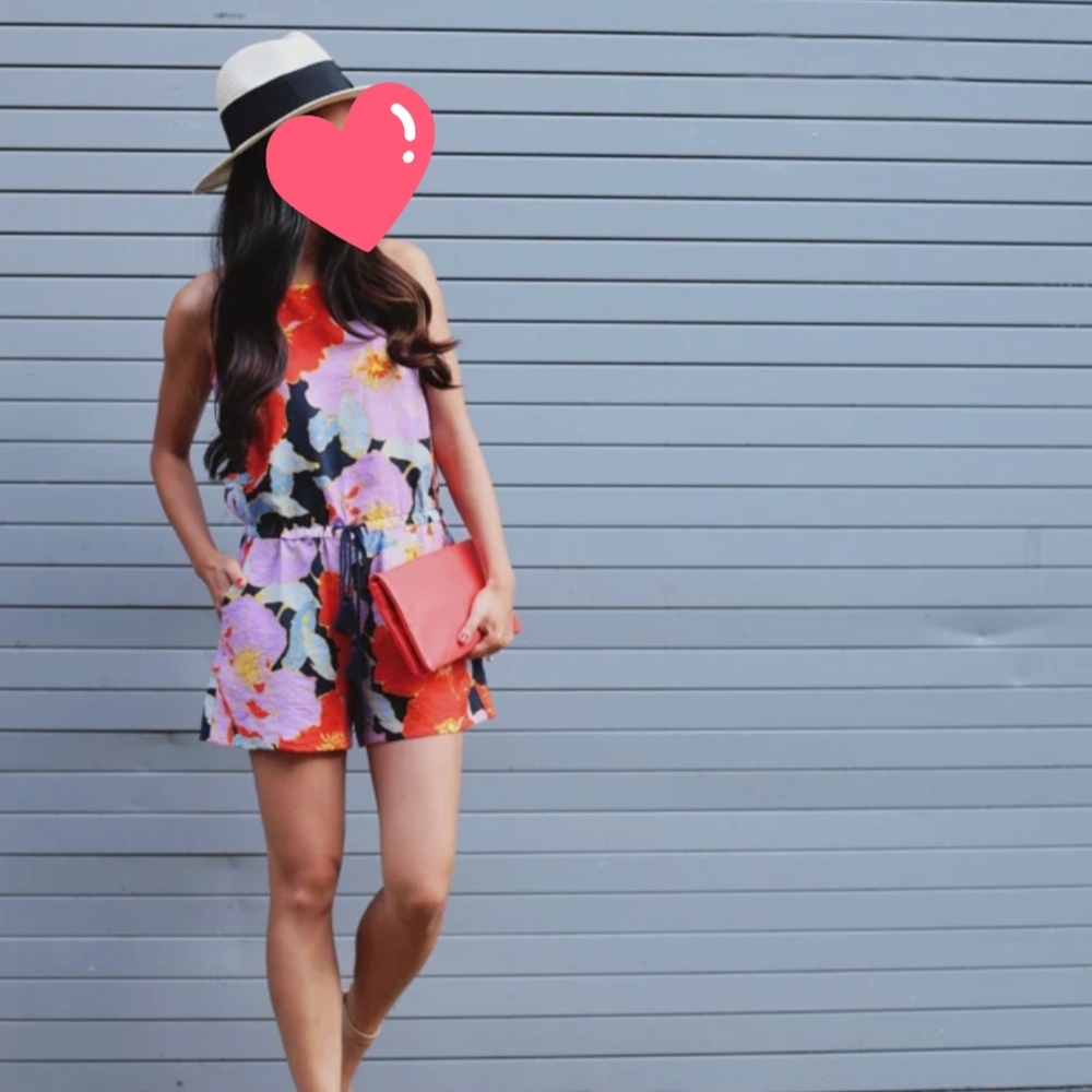 Ann Taylor LOFT Multicolor Floral Romper-  Size XS